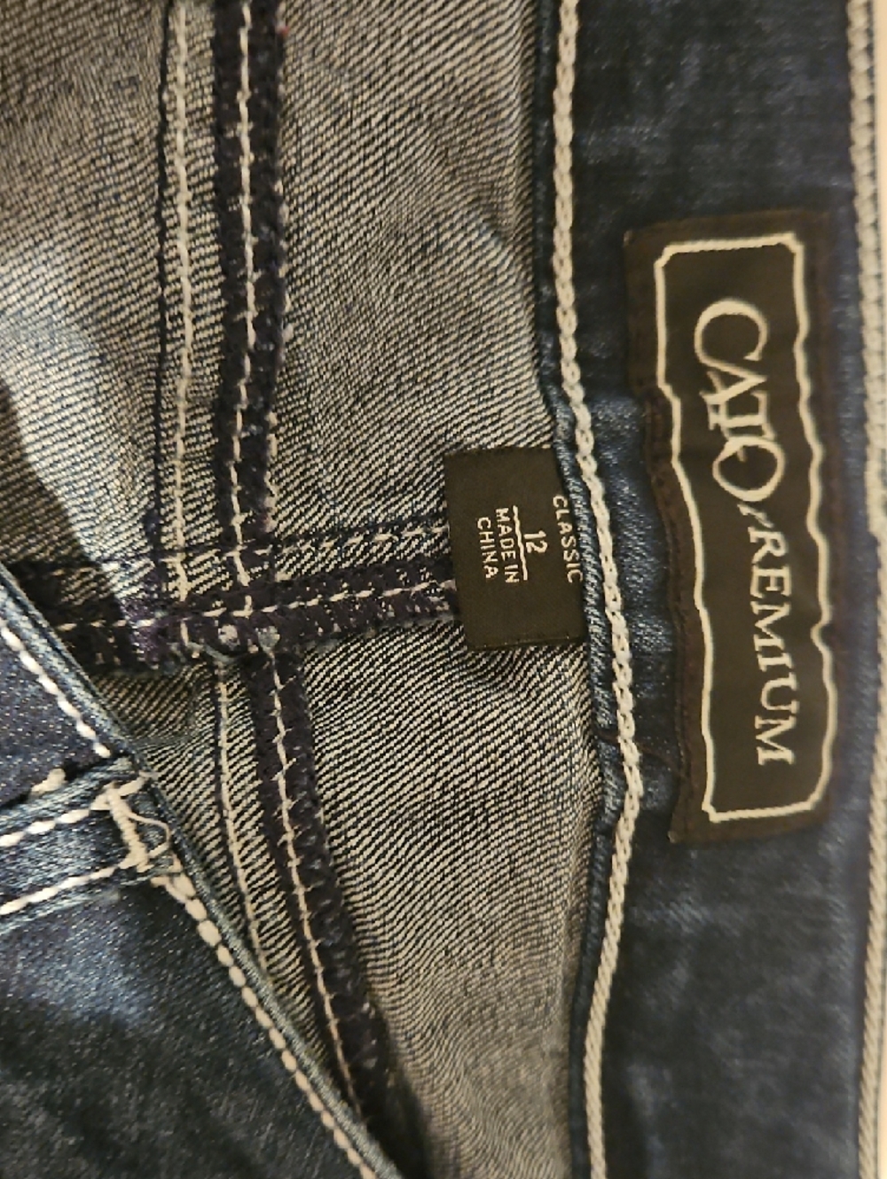 Cato Women's Dark Blue Boot Cut Jeans with White Embroidered Pocket - Picture 3 of 3